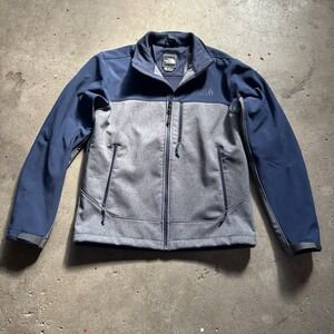 The North Face Apex Bionic Jacket Mens S Grey Blue Softshell FullZip Wind Rain